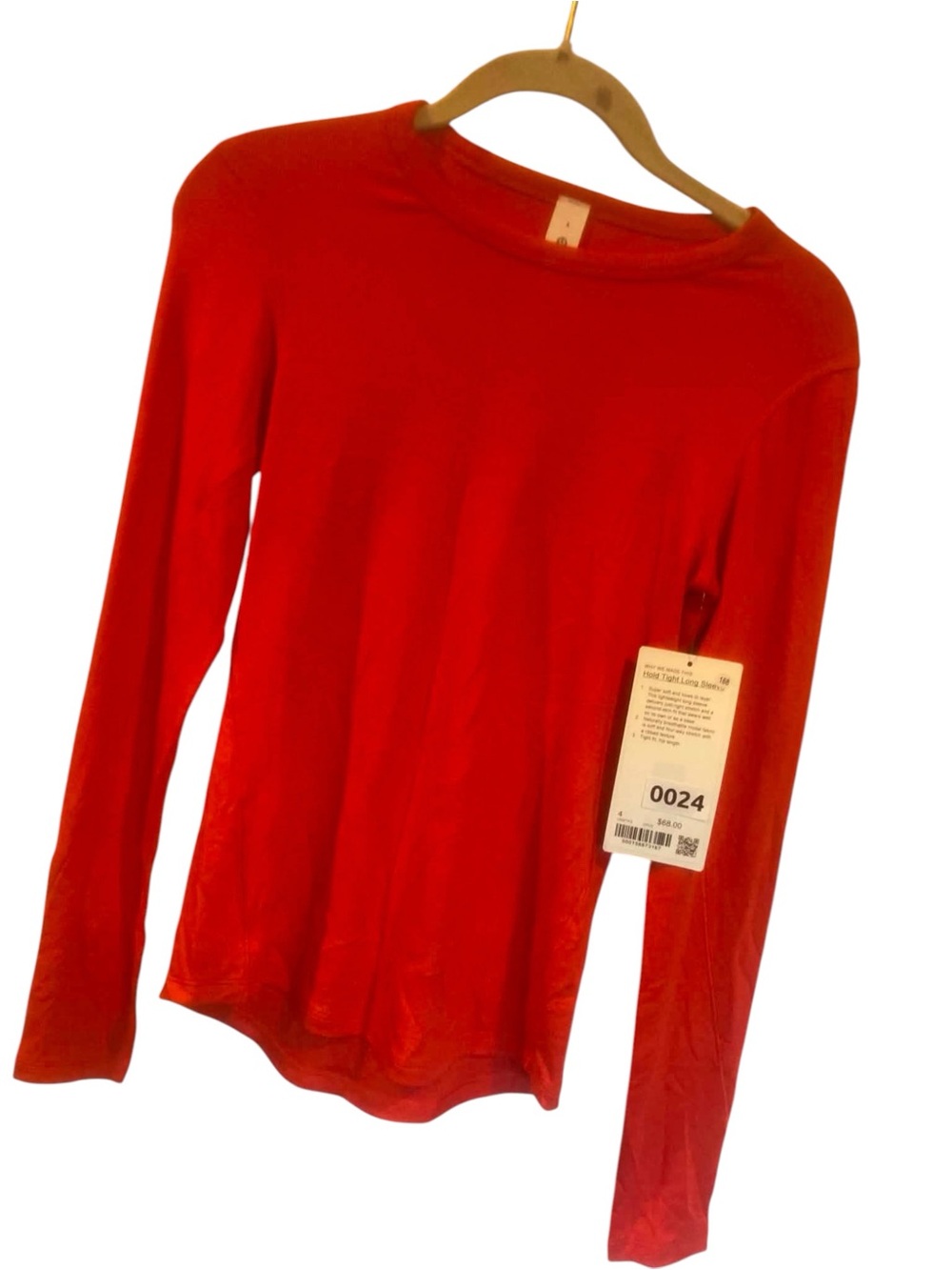 NWT Lululemon Hold Tight Long Sleeve CHERRY EMBER Size 4